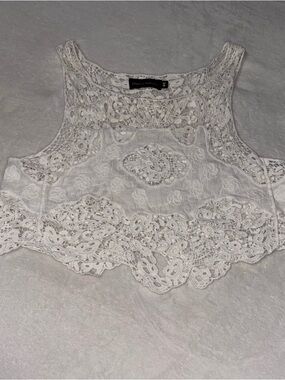 Charms Fashion 100% Cotton White Crochet Lace Crop Top One Size